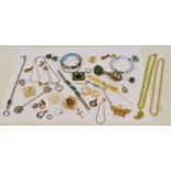 A small quantity of costume jewellery including two cloisonné enamel decorated snap bangles,