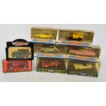 Four boxed Dinky Matchbox vehicles; 1954 V* Pilot, 1967 Jaguar E-type, 1959 Cadillac Coupe de Ville,