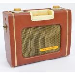 A 1950s Skyleader vintage portable radio, width 24cm.