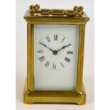An early 20th century French brass cased carriage clock,