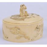 A Japanese Meiji period ivory tusk trinket box,