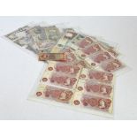 A quantity of bank notes including a $20, $10, $5 and $1 American Series,