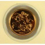 An Elizabeth II proof full sovereign, 2009.