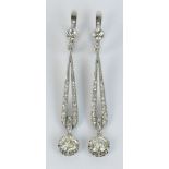 A pair of early 20th century diamond drop earrings,