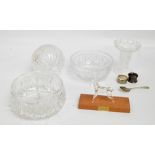 A small quantity of glass items comprising two circular cut glass bowls,
