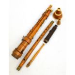 An unusual early 19th century boxwood and ivory mounted double flute/flageolet set by Bainbridge,