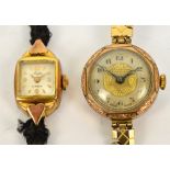 CLARIDGE; a gold plated cased manual wind lady's wristwatch,