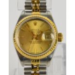 ROLEX; a late 1980s lady's two-tone Oyster Perpetual Datejust wristwatch,