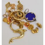 A small quantity of jewellery items including a pair of 14ct yellow gold earrings,