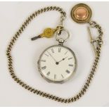 A late 19th/early 20th century fine silver cased open face key wind fob watch,