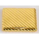 VAN CLEEF & ARPELS; an 18ct yellow gold and diamond set compact of rounded rectangular form,