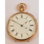 An early 20th century 9ct yellow gold cased crown wind pocket watch,