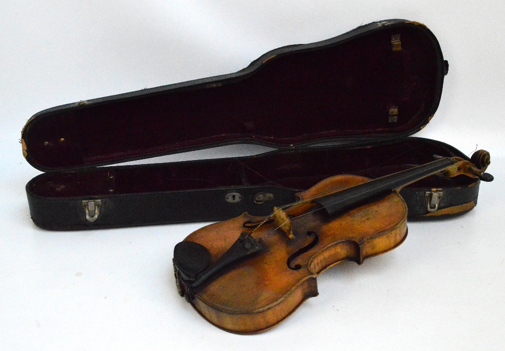 A full sized German violin with two-piece back, length 35.