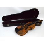 A full sized German violin with two-piece back, length 35.
