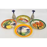 Four Wedgwood plates based on Clarice Cliff designs; "Solitude", "Orange Erin",