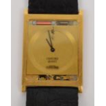 CONCORD; a gentleman's 18ct gold quartz wristwatch with rectangular face and circular dial,