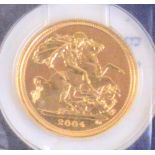 An Elizabeth II proof half sovereign, 2004.