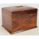 A Victorian walnut jewellery box of rectangular form with silk button lined interior and a fall