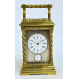 A 19th century French brass cased repeater carriage clock,