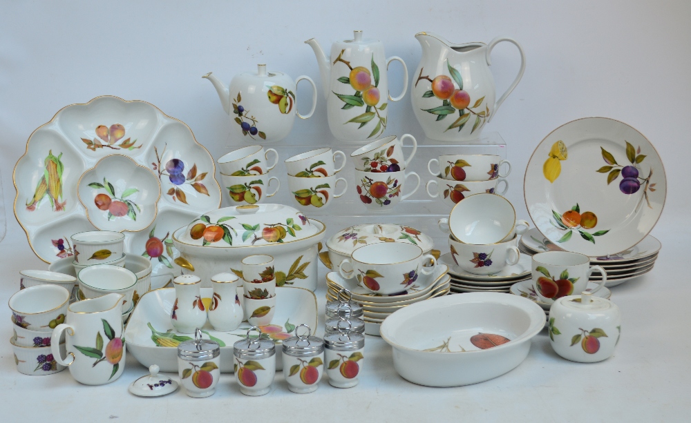A quantity of Royal Worcester "Evesham" pattern decorated dinner and tea ware comprising a coffee