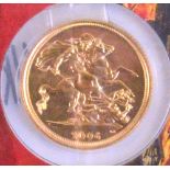 An Elizabeth II proof full sovereign, 2006.