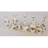 A group of various Royal Albert "Old Country Roses" pattern decorated vases,