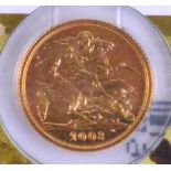 An Elizabeth II proof half sovereign, 2008.