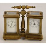An early 20th century brass cased combination carriage clock and barometer,