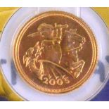 An Elizabeth II proof half sovereign, 2005.