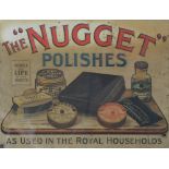 A vintage pressed card advertising sign, "The Nugget Polishes", as used in the Royal households,