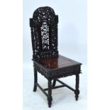 A 19th century Chinese carved rosewood (probably Huang Huali) side chair,
