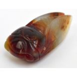 A carved agate figure of a dragonfly, length 6.5cm.