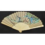 A late 19th century Canton export folding fan,
