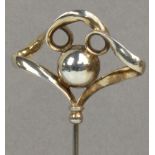 A Charles Horner hallmarked silver hat pin in the form of a ball surrounded by a symmetrical