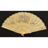 A J Duvelleroy late 19th century folding fan,