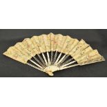 An 18th century English bone and silver inlaid folding fan,