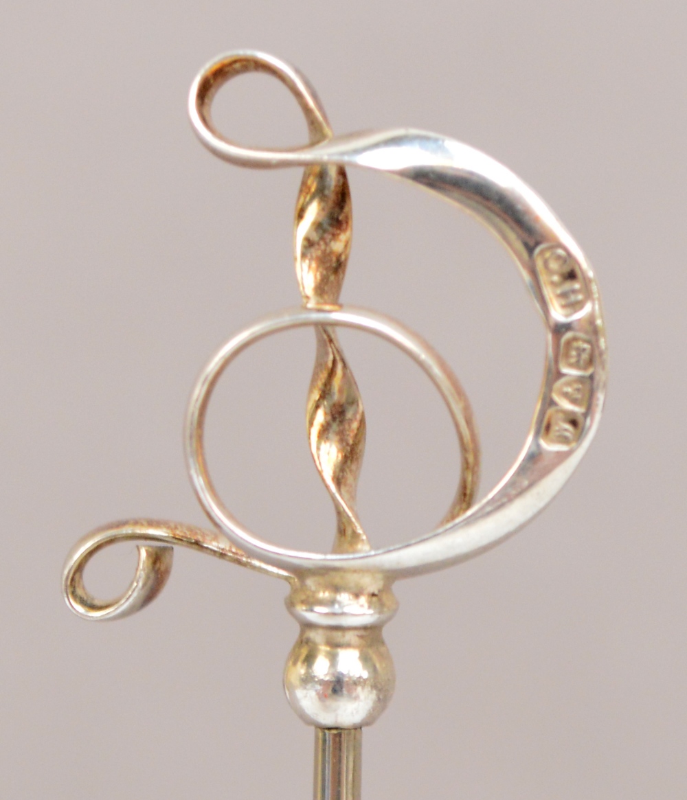 A Charles Horner hallmarked silver hat pin of abstract looped ribbon musical clef form, - Image 2 of 2