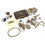 A small quantity of silver to include a hallmarked silver cigarette case, an oval locket pendant,