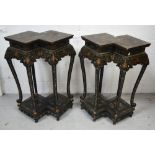 A pair of 20th century Oriental lacquered side tables,