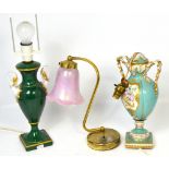 A turquoise ground and gilt heightened French porcelain table lamp,