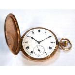 A 9ct gold crown wind full hunter pocket watch,