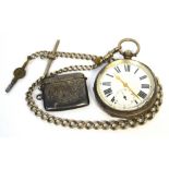 A hallmarked silver open face pocket watch the dial set with Roman numerals and subsidiary seconds