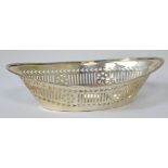 A Victorian hallmarked silver oval bowl with pierced sides with heart and floral decoration,