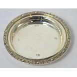 An Elizabeth II hallmarked silver pin dish, Birmingham 1961, maker Ten and Son, diameter 9cm.