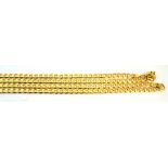 A 9ct gold long link chain necklace with flattened curb links, length 73.5cm approx 30g.