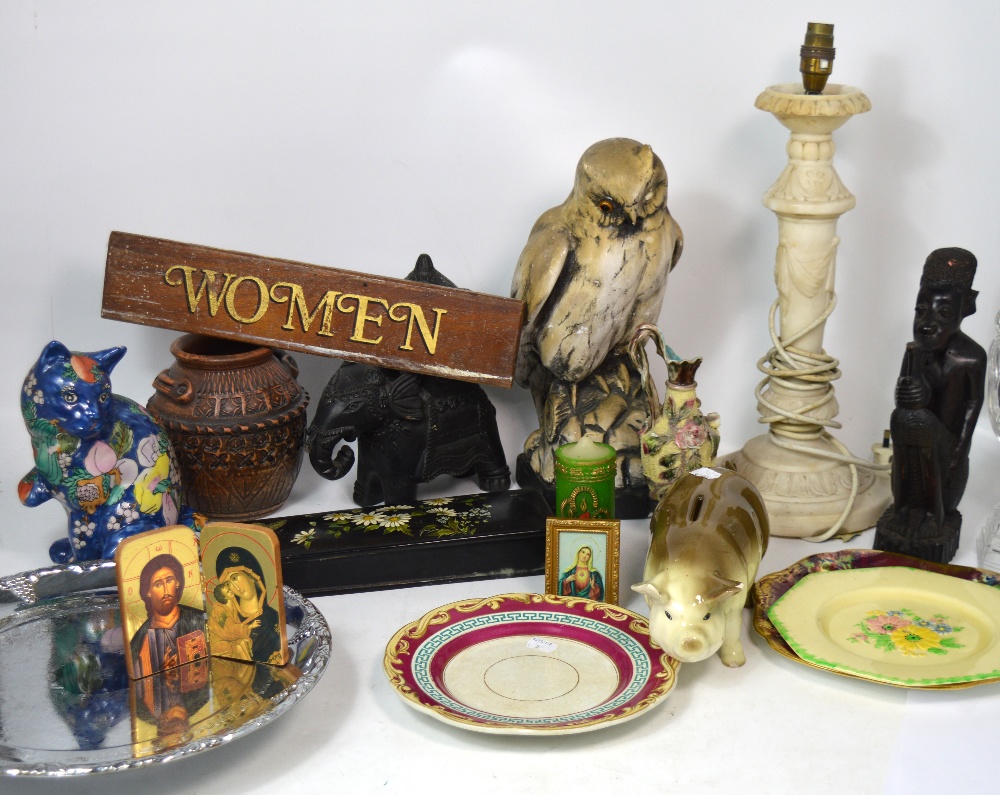 Two boxes of collectibles to include a plated tray, an Edwardian glove box,