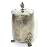 A George V hallmarked silver lidded canister, London 1927,