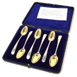 A cased set of George III hallmarked silver teaspoons, date marks rubbed, maker Hester Bateman,