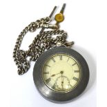 A hallmarked silver open face pocket watch,