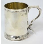 A Victorian hallmarked silver Christening mug, London 1879, makers G.J. & P.B. approx 4ozt.